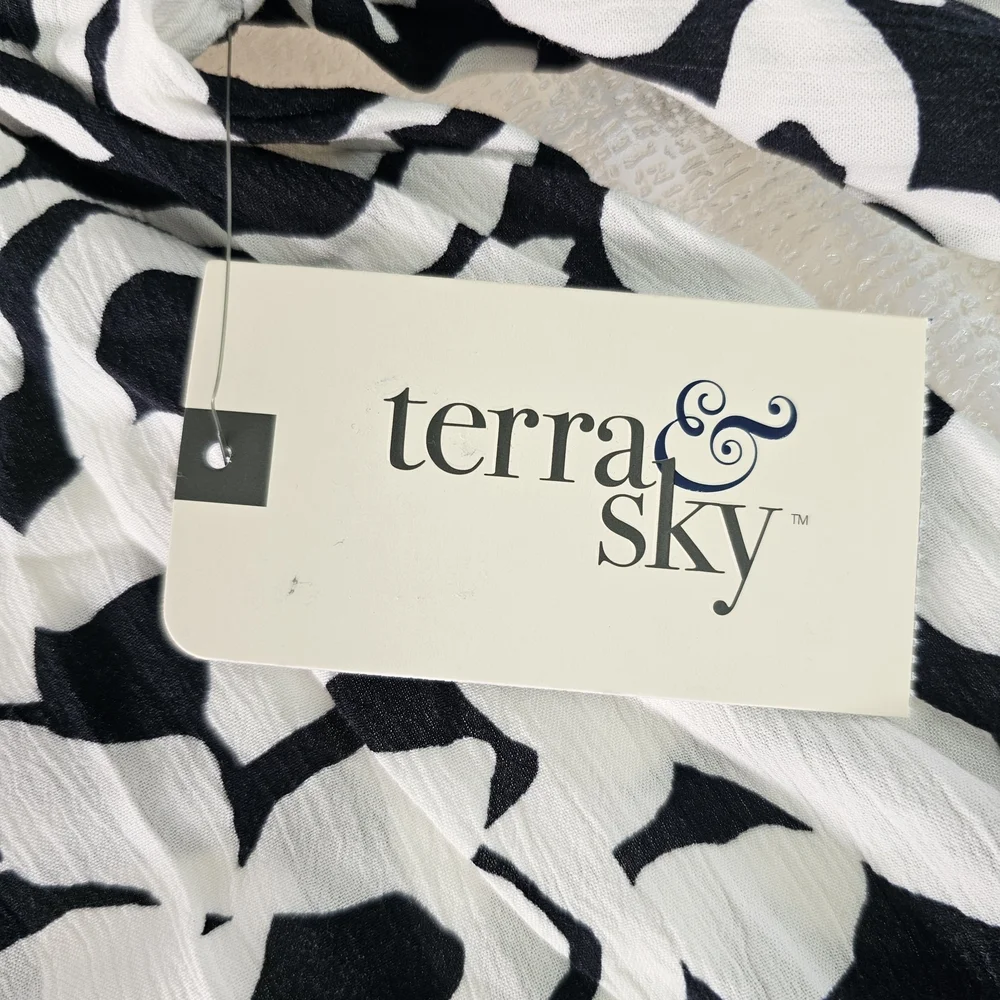 Terra & Sky Woman's Boho Minimalist Abstract Blouse Plus Size 3X Flowy Top - Picture 13 of 14